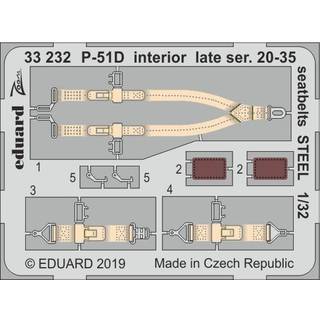 P-51D interior late ser. 20-35 seatbelts STEEL f.Tamiya