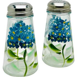 H?ndmalet konisk bl? hydrangeas salt og peber ryster s?t