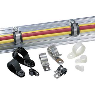 HellermannTyton ALU5-ALU-NA-C1 Befæstigelsesbånd Skruebar 211-10050 Bundt-Ø-område 8 mm (max) Sølv 1 stk