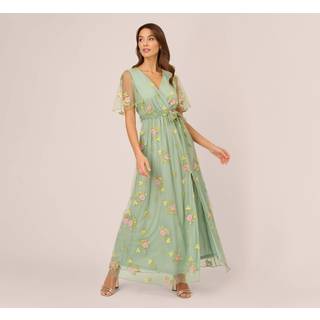 Adrianna Papell Adrianna Papell Green Embroidered Maxi Dress