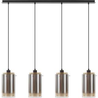 Lucande-pendel Sterzy, 105 cm lang, grå, glas, 4-lys.