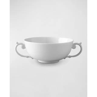 L'Objet Tableware - 'Aegean' soup bowl with two handles, white in White Porcelain