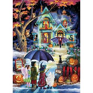 Vermont Christmas Company Fright Night Jigsaw -puslespil - 1000 stykker Halloween -g?der til voksne med tilf?ldigt formede stykker - Fuldt sammen