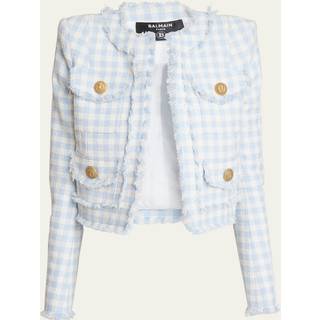 Balmain Checked cotton-blend tweed jacket - blue - XXXL
