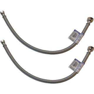 Eastman 20 """" Supply Line Steel Flex Long Faucet Connectors (2) Pack (1/2 """" FIP X 3/8 """" Comp)