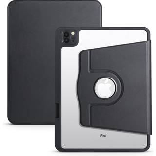 iPad Pro 12.9" (2022 / 2021 / 2020 / 2018) Hybrid Flip Cover Apple Pencil Holder - Sort / Gennemsigtig
