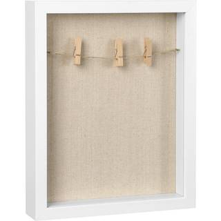 Songmics Shadow Box Frame, billedramme med garn, glasfront og MDF -grænse, hvid