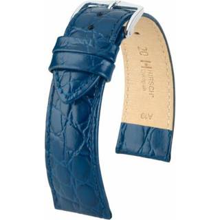 Hirsch 12302880-2-18 Armband für Uhren Crocograin M 18 mm Leder Blau