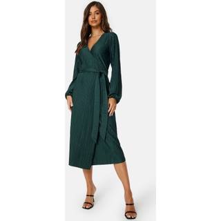 Pleated Wrap Midi Dress