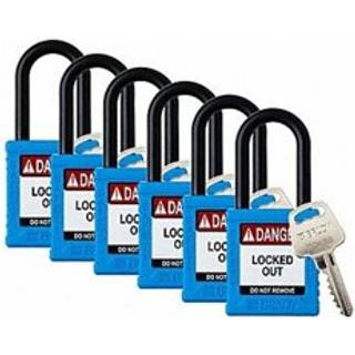 Brady Safety Lockout h?ngel?s -s?t - 6 Pack - Blue - Nyeed Safety Lockout h?ngel?ser - 1 Key Per Lock - SDPL -BLU -38PL -KA6