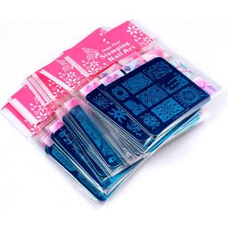 Finger engel 12 stk neglestempel plader s?t 10 plade 1stamper 1scraper negle kunst stempling plade skraber stamper s?t blade blomster blonder des