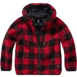 Brandit Børn Teddy fleecejakke m.hætte Rød / Sort - 170-176 / 2XL