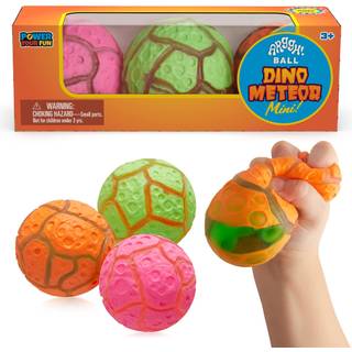Power Your Fun Arggh Meteor Mini Stressbollar för barn och vuxna - 3PK Squishy Stress Balls Sensory Toys With Dinosaur Squishy Ball Fidget Toys S