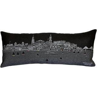 24 """" Black Charleston Nighttime Skyline Lumbal Decorative Pillow