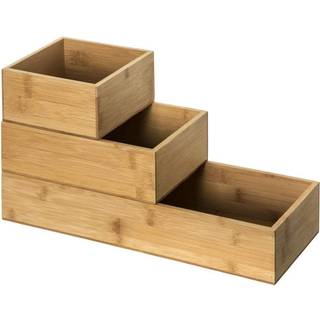 Stabelbare opbevaringskasser af bambus (3 stk.) - Natur - 38,4cm x 30cm x 7cm - Adeline