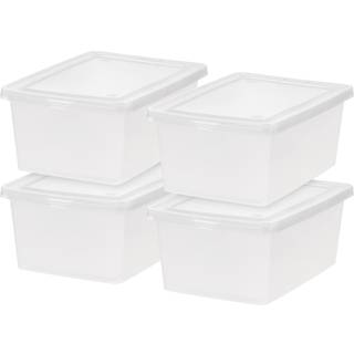 Iris USA 15 QT klar opbevaringsboks BPA-fri plaststable skraldespand med l?g 4 pakke containere til at organisere sko og skabshylder klasselokale