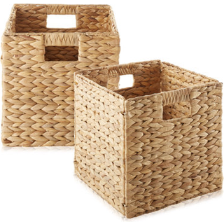 Casafield 10.5 """" X 10.5 """" Vandhyacintopbevaringskurve Naturligt - S?t med 2 sammenfoldelige terningarrang?rer V?vede skraldespande til badev?re