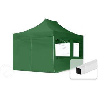 3x4,5m, stål, easy-up-pavillon, 4 sidedele, mørkegrøn - (59047)