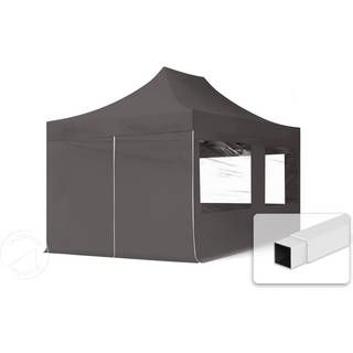 3x4,5m, stål, easy-up-pavillon, 4 sidedele, mørkegrå - (59045)