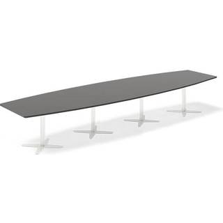 Konferencebord DNA, Antracit 4400x1200 mm bådformet, Hvid understel