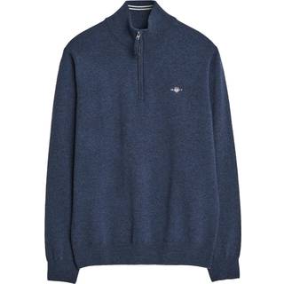 GANT Herre Sweater af ekstra fin lammeuld med halv lynlås (L)