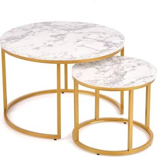Paola sofabordssæt, marmorlook/guld