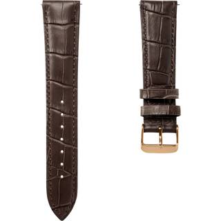 21mm Mørkebrun Urrem i Krokodille-Præget Læder med Rosenguldfarvet Spænde – Quick Release