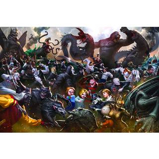 Fright Fight Horror Movie Skurk inspireret 1000 brikkers puslespil for voksne | Udfordrende interaktiv hjernetrim til Family Game Night | 28 x 20