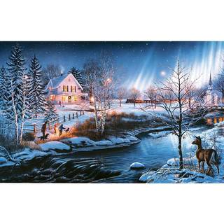 Bit og stykker - 1000 stykke glød i det mørke puslespil - alt er lyst af kunstner James Meger - Winter Holiday Landscape - 1000 PC Jigsaw