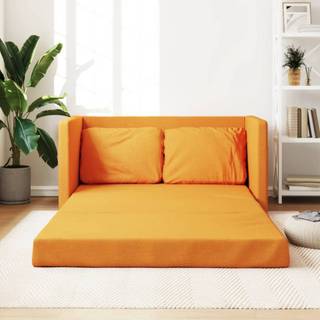 2-i-1 sovesofa 112x174x55 cm stof mørkegul