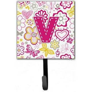 """" Caroline's Treasures CJ2005-VSH4 Letter v Flowers and Butterflies Pink snor eller Key Holder Small Multicolor """"