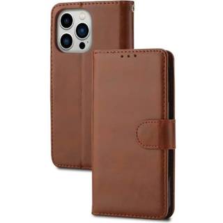 SKALO iPhone 15 Pro Crazy Horse Pungetui PU læder - Brun