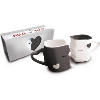 Miamio - Kaffekrus/kysse krus Brudepar Gaves?t til bryllupper/f?dselsdag/jubil?um med gave?ske (gr?)