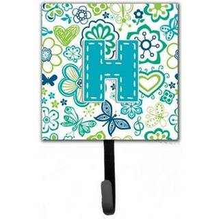 """" Caroline's Treasures CJ2006-HSH4 Letter H Blomster og sommerfugle Teal Blue Leash eller Key Holder Small Multicolor """"