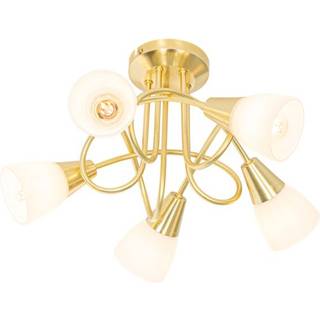 Klassisk loftslampe guld med opalglas 5-lys - Inez