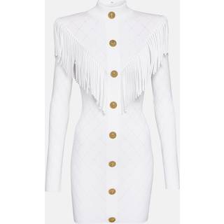 Balmain Fringed knit minidress - white - S