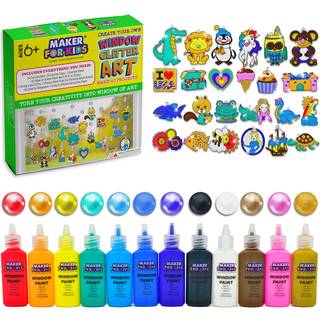 Opret dine egne SunCatchers til Window Hanging - 24 -Pack Window Glitter Art Suncatcher Kit med 12 farver - Kunst og h?ndv?rk til b?rn