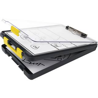 Dexas Clearview Clipcase Clipboard 13,75 x 9,5 i grå/gul. Se papirer, der tydeligt er udendørs, forbliver organiseret og tørre. Ideel til coachin