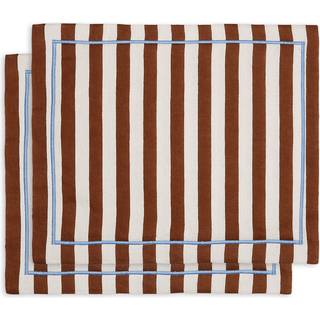 La DoubleJ Table Linens - 'Riviera Cioccolato' table mat, set of two in multicolor 100% LINEN