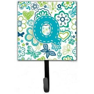 """" Caroline's Treasures CJ2006-QSH4 brev q Blomster og sommerfugle Teal Blue Leash eller Key Holder Small Multicolor """"