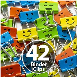 Officemate Happy Smiling Face Binder Clips Lille st?rrelse 42 i pakken kommer i forskellige farver (31090)