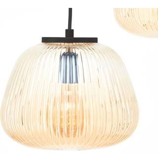 Brilliant Glas hængelampe Kaizen, dæmpbar, Creme/amber, Stue/spisestue, Metal