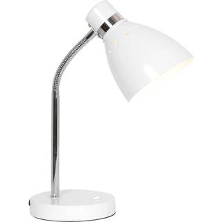 Spring bordlampe, hvid, metal, fleksibel arm, med afbryder
