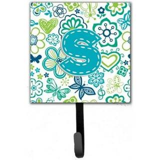 """" Caroline's Treasures CJ2006-SSH4 Letter S Blomster og sommerfugle Teal Blue Leash eller Key Holder Small Multicolor """"
