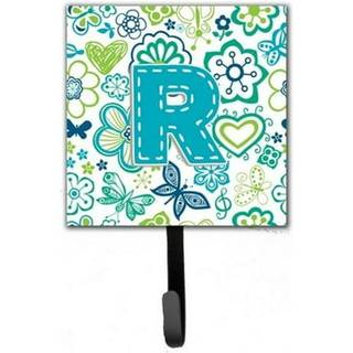 """" Caroline's Treasures CJ2006-RSH4 Letter R Blomster og sommerfugle Teal Blue Leash eller Key Holder Small Multicolor """"