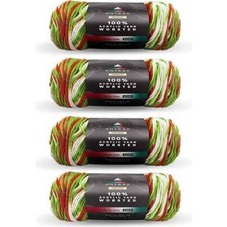 Arteza Akrylgarn til h?kling af 4 x 140 -G Skeins of Worsted Yarn til strikning af Holly Jolly A800 Machine Washing Strikning H?klet forsyninger