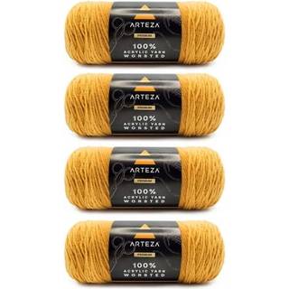 Arteza Akrylgarn til h?kling af 4 x 200 -G Skeins of Worsted Yarn til strikning af GOLD A103 MASKIN MASKINGABLE STRICTING H?klet forsyninger - Br