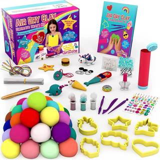 Girlzone Air Dry Clay Ultimate Craft Kit over 100 stykker b?rn modellering ler s?t luftt?r ler til b?rn uden bagning kr?vet kunst og h?ndv?rk til