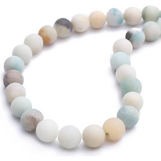 Beadia Natural Matte Amazonite Jade Stone Round Loose Semi Gemstone Perler til smykker, der fremstiller 6mm 61 stk
