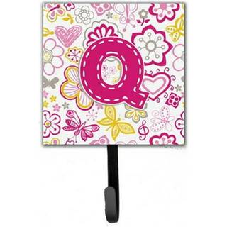 """" Caroline's Treasures CJ2005-QSH4 brev q blomster og sommerfugle lyserød snor eller nøgleholder lille flerfarvet """"